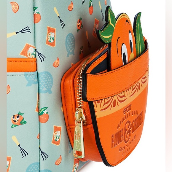 Disney Parks Orange Bird Loungefly Mini Backpack Flower & Garden Epcot NWT - Picture 4 of 7